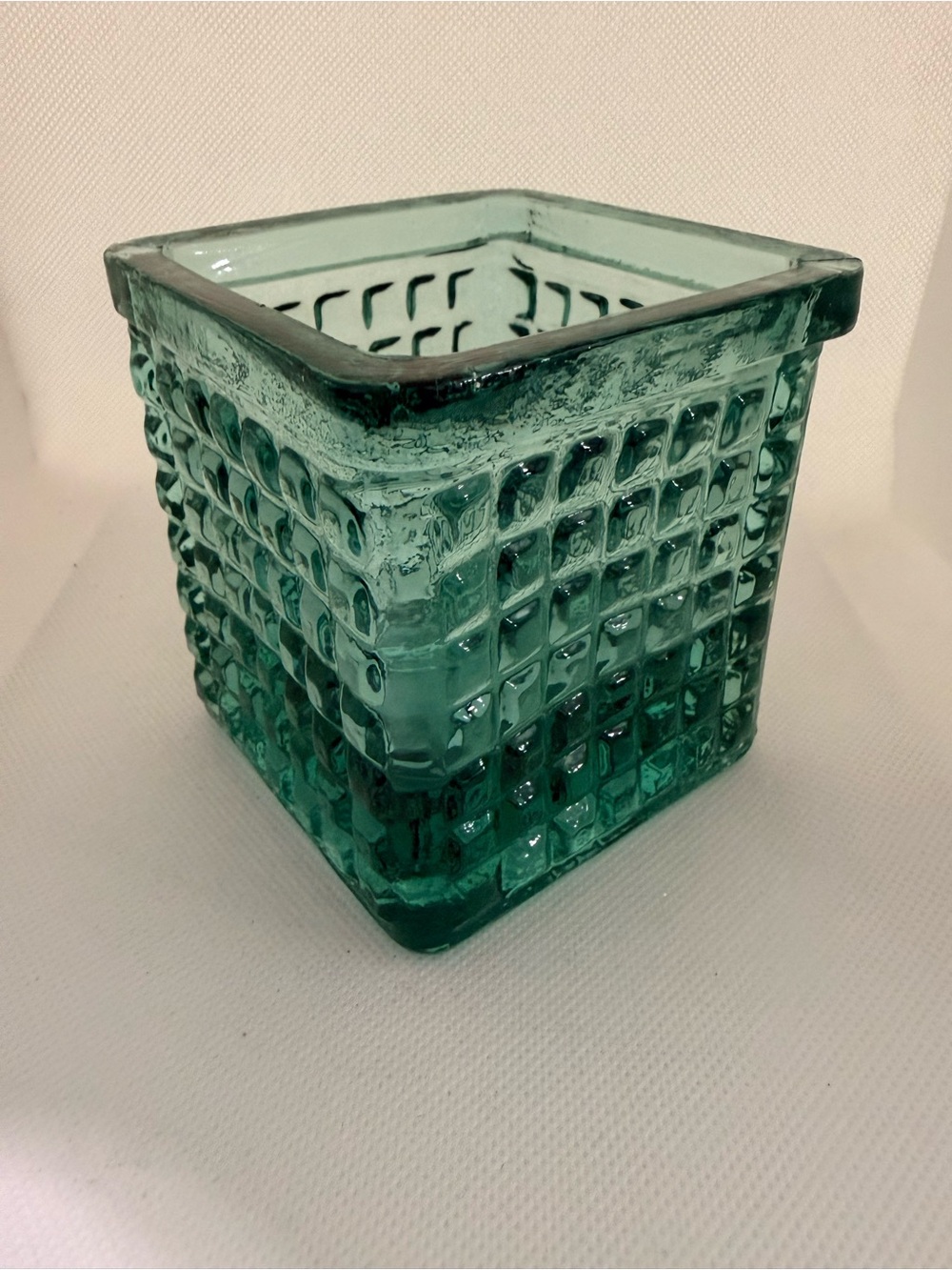Pottery Barn Teal Textured Glass